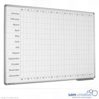 Whiteboard Year Planner Mon-Fri 100x180 cm